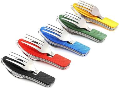 4-in-1 Portable Stainless Steel Cutlery with Fork, Spoon, Knife, and Bottle Opener - Lightweight, Detachable